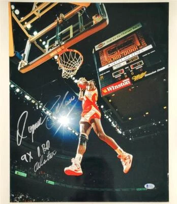 Dominique Wilkins signed "9x NBA Allstar" 16x20 photo autograph ~ BAS Beckett - Image 1 of 3