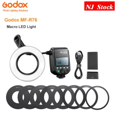 US Godox MF-R76 RING76 5000K Macro LED Ring Light Flash Speedlite For Sony Canon - Image 1 of 4