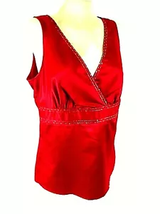 New York & Co Womens 12 Red Embroidered Sequins Faux Wrap Side Zip V Neck O)pm - Bild 1 von 10