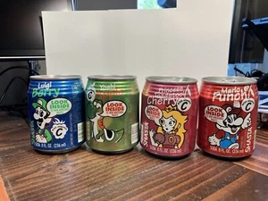 Nintendo Super Mario Bros Shasta 8 oz Soda Can Set 1993 Yoshi Luigi Princess - Picture 1 of 16