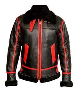 WWII B3 Pilot Sheepskin Leather Jacket Artificial FUR - Picture 1 of 4