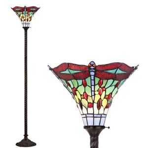 JONATHAN Y JYL8002A Dragonfly Tiffany-Style 71" Torchiere LED Floor Lamp, Tif... - Picture 1 of 6