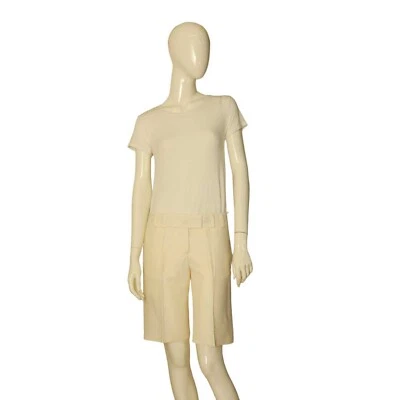 Calça Bermuda Chloe Baunilha Creme Linho Mescla Tamanho 40 - Imagem 1 de 4