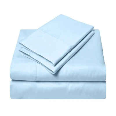 1000TC Egyptian cotton Blue Solid 8,10,12,15,Inch Deep Pocket Bedding Items - Image 1 of 4