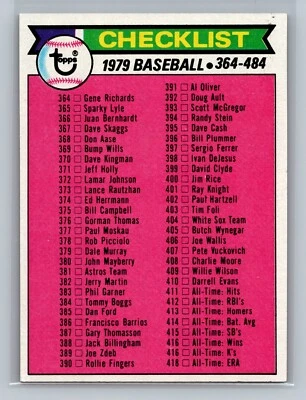 Lista de verificación Topps 1979 sin marcar #483 - casi como nueva a como nueva Foto 1 de 2