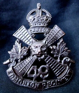 CANADA WW2 OFFICERS BRONZE HAT BADGE: 49 THE LOYAL EDMONTON REGIMENT. - Imagen 1 de 7