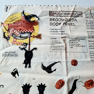 Panel de puerta de escoba Daisy Kingdom 1997 vintage panel de tela de algodón Halloween  Foto 1 de 3