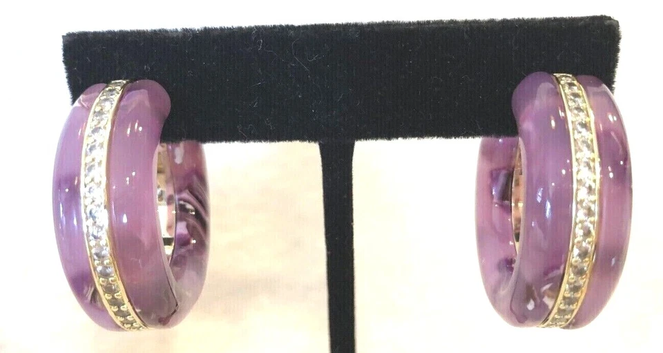 DIAMONIQUE x ZAXIE, TORTOISE HOOP EARRINGS, STAINLESS, CUBIC ZIRCONIA (M4099-23) - Image 1 of 1