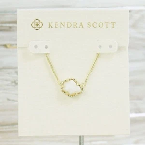 NWOT Kendra Scott Tess White Pearl Pendant Necklace Gold Tone - Picture 1 of 5