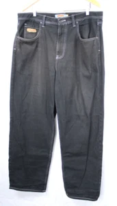 Pantalones de mezclilla Empyre Relaxed para hombre negros talla 36 parte inferior deshilachada grunge Y2K skate thrash - Imagen 1 de 9