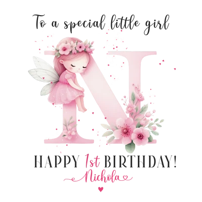 CHRISSIECREATESCARDS Personalised Birthday Card Fairy Daughter Granddaughter Girl 1st 2nd 3rd 4th 5th