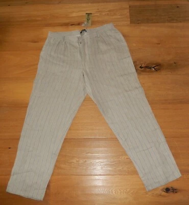 PERUVIAN CONNECTION PRESCOTT STRIPED LINEN PANTS HOSE  GR. 44 LEINEN  NEU - Bild 1 von 4
