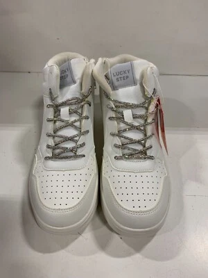 Lucky Step Mid Top Sneakers, White, Size 8 - Image 1 of 4