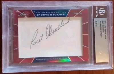 BERT OLMSTEAD 2014 Leaf Sports Icons BGS CUT AUTO SP /10 Canadiens Leafs Beckett - Image 1 of 2