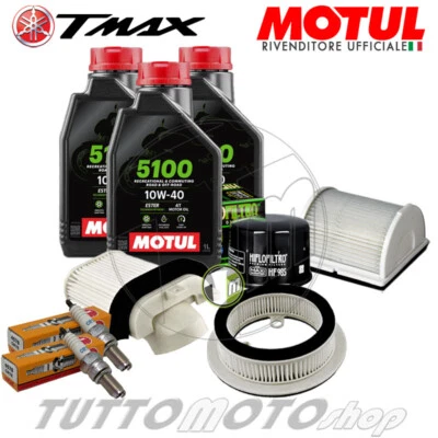 Tagliando YAMAHA TMAX 500 2002 2003 2004 Olio Motul 5100 + Filtri Candele T-MAX - Immagine 1 di 4