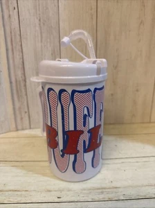 Vintage Logo Buffalo Bills Travel Mug w Straw & Cap  NFL Football Tumbler Read - Picture 1 of 11
