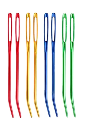 2 or 4 Piece Aluminium Bent Tip Tapestry Darning Knitting  Big Eye Sewing Needle - Image 1 of 2
