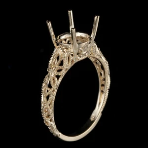 Worth! Solid 10k Yellow Gold Semi Mounting Engagement Wedding Ring 8mm Round Cut - Picture 1 of 7