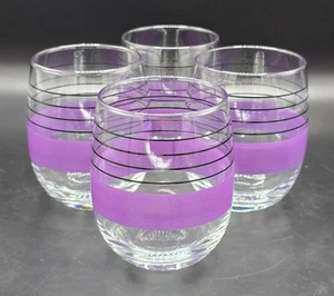 Libbey Sociables Kühler Trinkgläser 4er Set Vintage 80er lila Streifen - Bild 1 von 8