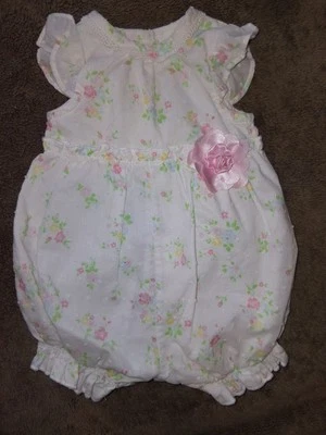 Vintage baby Girl Little Me White Floral Bubble Romper Size 3 Months  - Image 1 of 4