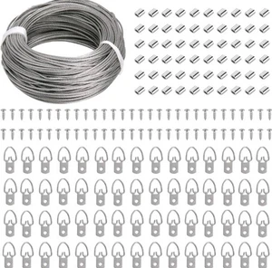Blisstime Bilderaufhängeset - 100 Fuß geflochtener hängender Draht, 60 Stück D Ring Bild - Bild 1 von 3