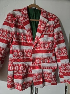 Traje de Navidad Life of the Party para hombre con luz LED rojo de vacaciones talla mediana  - Imagen 1 de 6