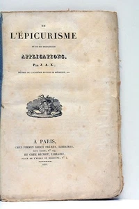 DE L'ÉPICURISME ET DE SES PRINCIPALES APPLICATIONS PARIS 1831 - Imagen 1 de 6