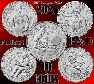 2025 P &D American Women Quarters - Full Set 2025 of 10 coins - UNC - US Mint - Picture 1 of 8