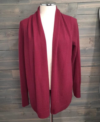 Cárdigan Tahari 100 % 2 capas cachemir para mujer L borgoña largo plumero silencioso de lujo Foto 1 de 4