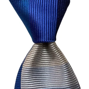 DUCHAMP Men's 100% Silk Necktie 58 1/2 ITALY Luxury Designer Geometric Blue/Gray - Picture 1 of 3