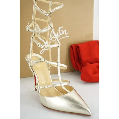 Sandalias Christian Louboutin Kadreyana de cuero dorado enjauladas talla 37 tacones $1195 nuevas en caja Foto 1 de 4