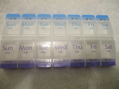 Jumbo Extra Large 8" x 4.25" Pill Organizer 7 Day 2 Times a Day Weekly Pill Box  - Image 1 of 3