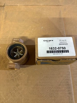 OPW 1632-0750, VISI-FLO Sight Flow Indicator, 1600 OEM Series, 3/4" FNPT, Bronze - Image 1 of 3