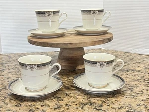 VTG 8pc Mikasa Grande Ivory Tropez Floral Porcelain L5504 Footed Cups& Saucers - Picture 1 of 18