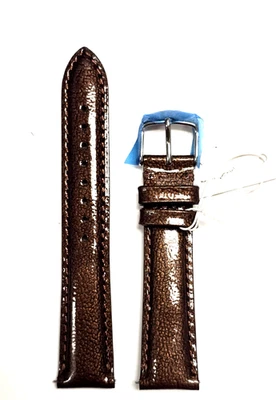 MICHELE 16MM OR 18MM OR 20MM SHINY SAFARI BROWN GENUINE LEATHER WATCH STRAP BAND - Image 1 of 4