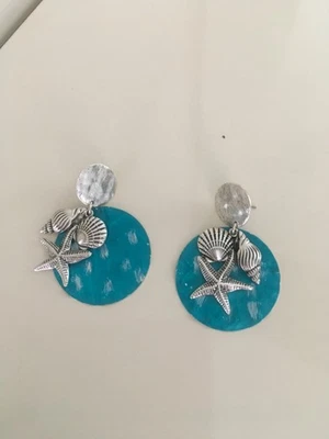 Pendientes Chicos Estrella de Mar Turquesa y Plata Foto 1 de 4