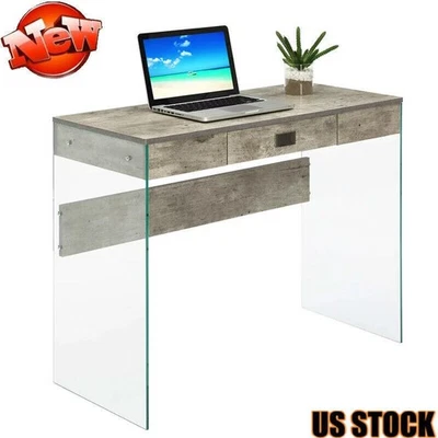 Modern 36 In Gaming Corner Desk Computer Table Drawer Workstation Glass Office - Image 1 of 4