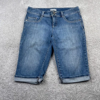 Tommy Hilfiger Shorts Womens 6 Blue Bermuda Cuffed Low Rise Stretch Denim - Image 1 of 4