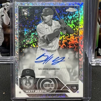 2023 Topps Chrome Update Matt Mervis Black And White Mini Diamond Autograph - Image 1 of 2