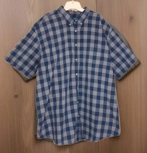 Foundry Supply Co. - Camisa de manga corta azul a cuadros de fácil cuidado - Para hombre talla 3XLT - Imagen 1 de 3