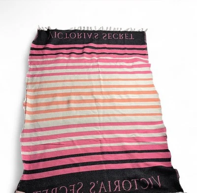 Victoria's Secret Pink And Black Stripe Beach Blanket - Image 1 of 2