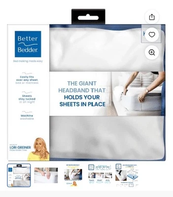 Better Bedder Bed The Headband Tuck Sábanas Planas Ajustables Fácil Almacenamiento Paquete King Foto 1 de 4