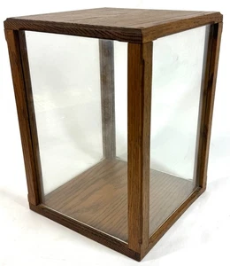 Vintage Handmade Wood Rectangle Glass Side Figurine Collectable Display Case 11" - Picture 1 of 9