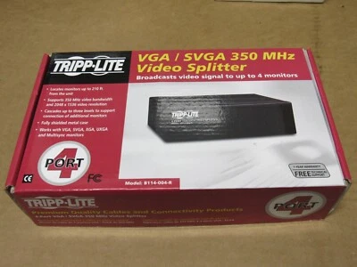TRIPPLITE B114-004-R  4 PORT VGA SVGA VIDEO SPLITTER HIGH RES/SIG - Image 1 of 4