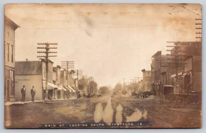 Postcard RPPC Main Street Looking South Stratford IA Iowa - Picture 1 of 2