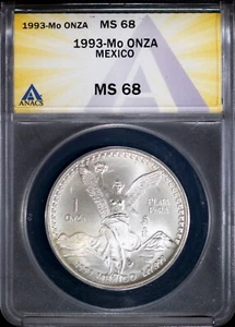 1993-Mo Better Date Silver Mexico 1 oz. Plata MS 68 ANACS # 7673930 + Bonus - Picture 1 of 2