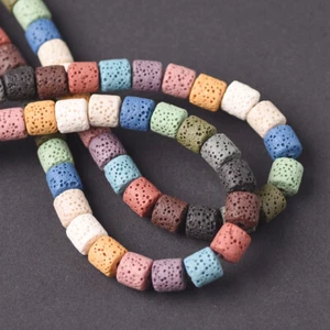 1 Strand 6mm 8mm 10mm Natural Volcano Lava Stone Cylinder Shape Crafts Beads - Picture 1 of 17
