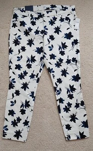 Gap Blue Floral Signature Skinny Ankle Mid Rise Stretch Pants Women's Sz 14 NWT - Picture 1 of 9