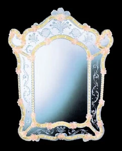 Klassischer Murano Glas Spiegel mit Goldprägung Handarbeit in Italien  - Bild 1 von 6