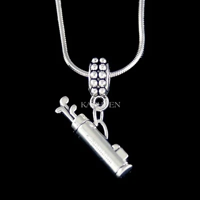 Golf Clubs Bag Golfer Sports Necklace Athlete Jewelry Coach Retirement Gifts New - Image 1 of 4